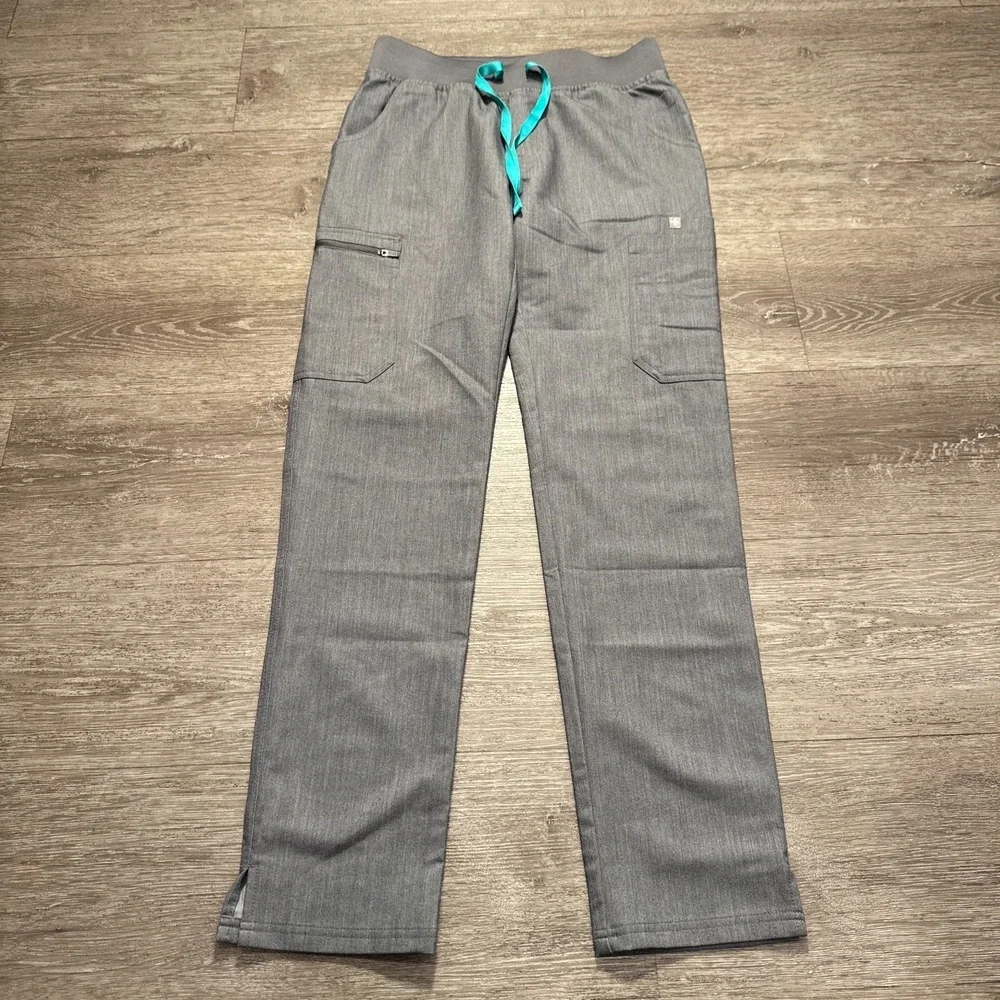 Figs Pants Womens XS Gray Yola Cargo Pockets Nurse Hospital Medical Drawstring